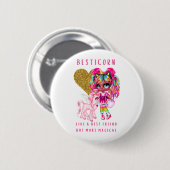 女の子のためのベストフレンドの贈り物,魔法のユニコーンピンク 缶バッジ (正面&裏面)