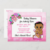 女の子のためのベビーシャワー、ピンクボウ民族ベビー招待状 ポストカード (正面/裏面)