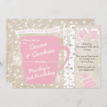 女の子のためのホットチョコレート冬の誕生日パーティー