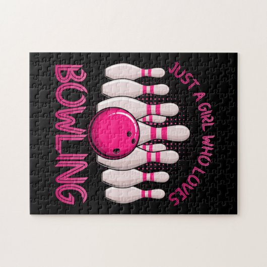 女の子のためのボーリングギフトボーリングゲームボウリングをする人、 クリケットの投手 ジグソーパズル (横)