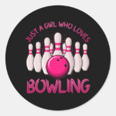 女の子のためのボーリングギフトボーリングゲームボウリングをする人、 クリケットの投手 ラウンドシール (正面)