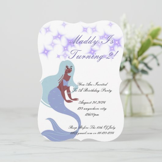 女の子のためのマーメイドパーティの招待状 セーブザデート (スタンド正面)