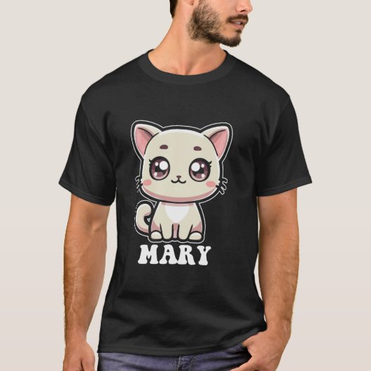 女の子のためのメアリーかわいい子ネコデザイン名前メアリー Tシャツ (正面)