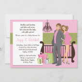 女の子のためのモダンなカップルのベビーシャワーの招待状 招待状 (正面)