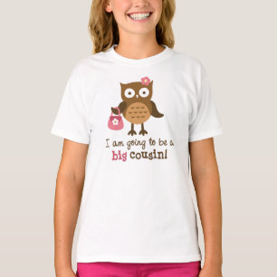 -女の子のためのモダンなフクロウのTシャツがある大きいいとこ Tシャツ
