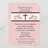 女の子のためのモダンな聖餐の招待状 招待状 (正面/裏面)