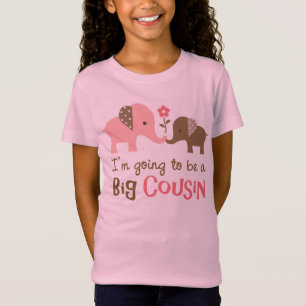 -女の子のためのモダンな象のTシャツがある大きいいとこ Tシャツ
