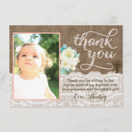 女の子のためのモモおよびアイボリーの洗礼のサンキューカード サンキューカード
