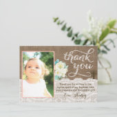 女の子のためのモモおよびアイボリーの洗礼のサンキューカード サンキューカード (スタンド正面)