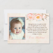 女の子のためのモモのシャクヤクの洗礼のサンキューカード サンキューカード (正面)