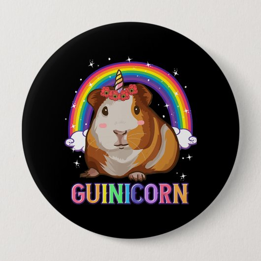 女の子のためのモルモットGuinea Pig Unicorn 缶バッジ (正面)