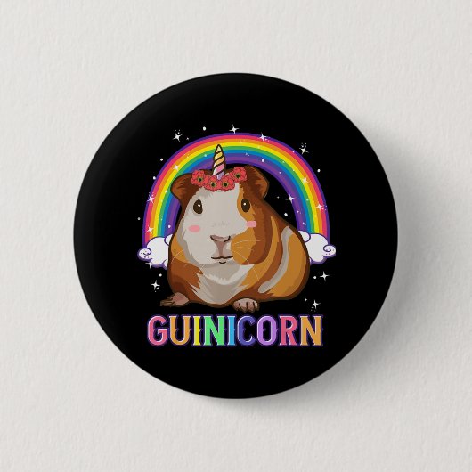 女の子のためのモルモットGuinea Pig Unicorn 缶バッジ (正面)