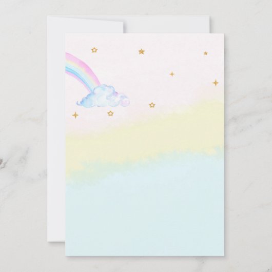 女の子のためのユニコーンと人魚の誕生日の招待 招待状 (裏面)