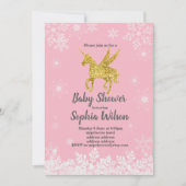 女の子のためのユニコーン赤ちゃんシャワー 招待状 (正面)