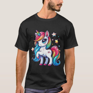 女の子のためのユニコーン 虹の魔法のユニコーン Tシャツ
