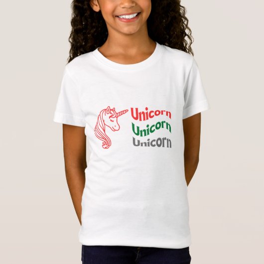 女の子のためのユニコーンTシャツ。 Tシャツ (正面)