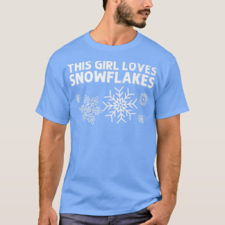 女の子のためのユーモアのある雪の結晶アート 冬の氷と雪 Tシャツ