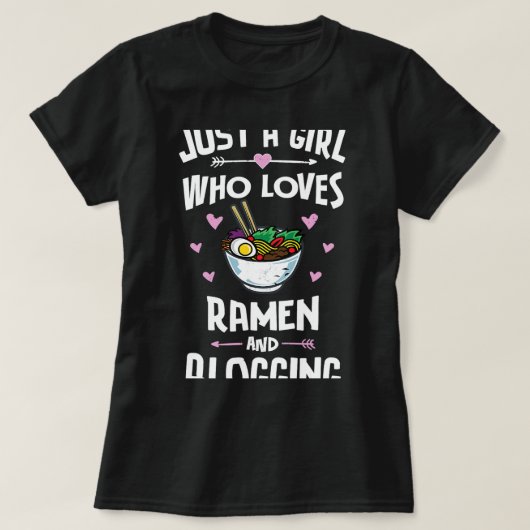 女の子のためのラーメンとブログのアニメギフト Tシャツ (デザイン正面)