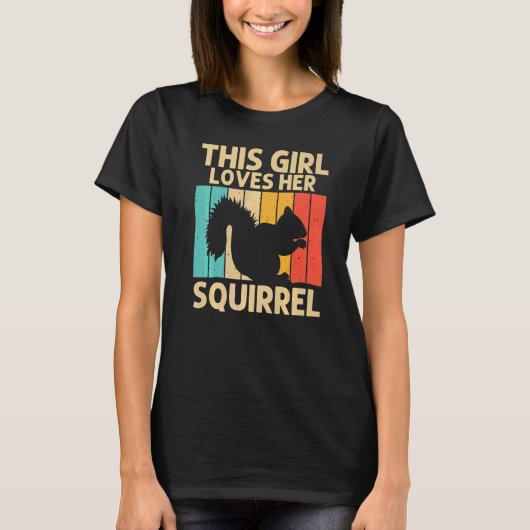 女の子のためのリスSquirrel Chipmunk 80s 1 Tシャツ (正面)