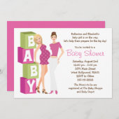 女の子のためのレズビアンのベビーシャワーの招待状 招待状 (正面/裏面)