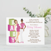 女の子のためのレズビアンのベビーシャワーの招待状 招待状 (スタンド正面)