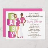 女の子のためのレズビアンのベビーシャワーの招待状 招待状 (正面/裏面)