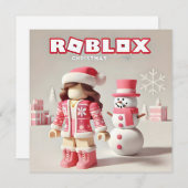 女の子のためのロかわいらしブロクズピンクのクリスマスカード シーズンカード (正面/裏面)