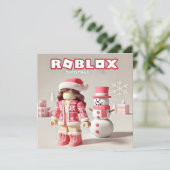 女の子のためのロかわいらしブロクズピンクのクリスマスカード シーズンカード (スタンド正面)