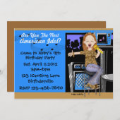 女の子のためのロックスターのパーティー 招待状 (正面/裏面)