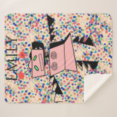 女の子のためのロボットのシェルパ毛布。名前をカスタムする。 シェルパブランケット (正面(横))