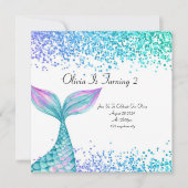 女の子のための人魚の誕生日の招待 セーブザデート (正面)