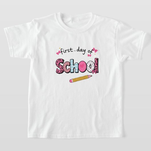 女の子のための初登校Tシャツ - 可愛い服 Tシャツ (レイダウン)