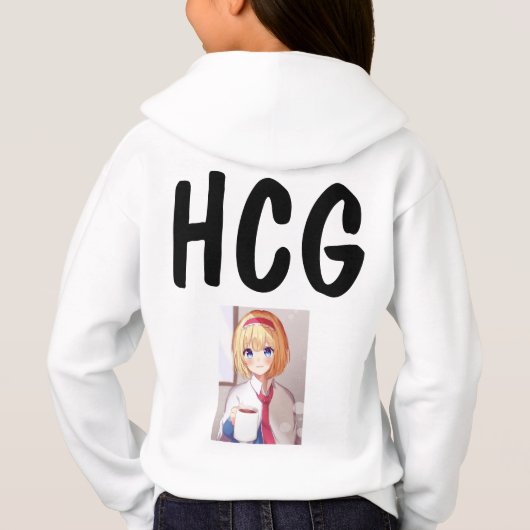 女の子のための可愛いアニメフード付きスウェットシャツ (裏面)