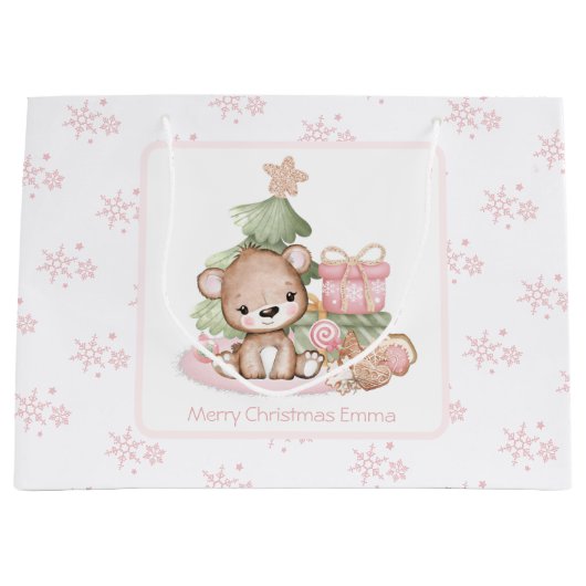 女の子のための可愛いペルソライズクリスマス抱き枕 ラージペーパーバッグ (正面)