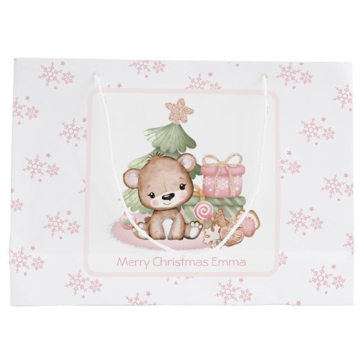 女の子のための可愛いペルソライズクリスマス抱き枕 ラージペーパーバッグ (裏面)