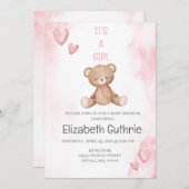 女の子のための埃っぽいピンクの赤ちゃんシャワーの招待 招待状 (正面/裏面)