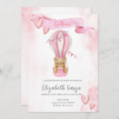 女の子のための埃ピンクの赤ちゃんシャワー招待バナー 招待状 (正面/裏面)