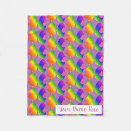 女の子のための大きく明るい虹の弓パーソナライズなギフト フリースブランケット