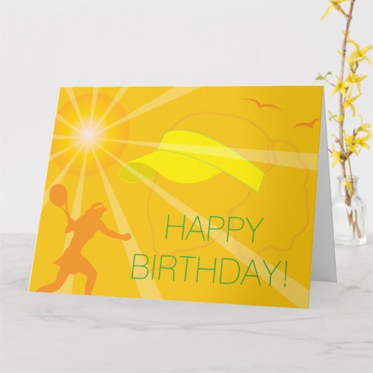 女の子のための大きなオーバーサイズのテニスの誕生日カード カード (黄色い花)