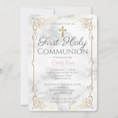 女の子のための大理石の最初の神聖な招待状 招待状 (正面)