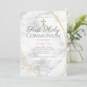 女の子のための大理石の最初の神聖な招待状 招待状 (スタンド正面)