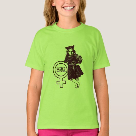 女の子のための女の子のパワーヴィンテージあなたのTee色を選択 Tシャツ (正面)