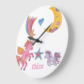 女の子のための子供のユニコーン時計の装飾 ラージ壁時計 (傾斜)
