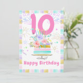 女の子のための子供の10誕生日カード サンキューカード (スタンド正面)