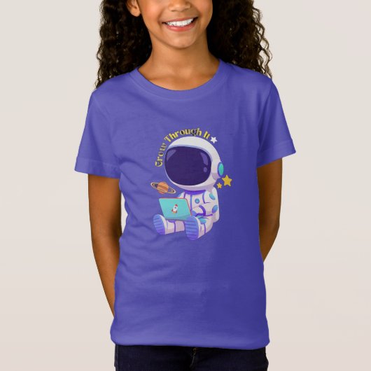 女の子のための宇宙飛行士のTシャツを通過する  Tシャツ (正面)