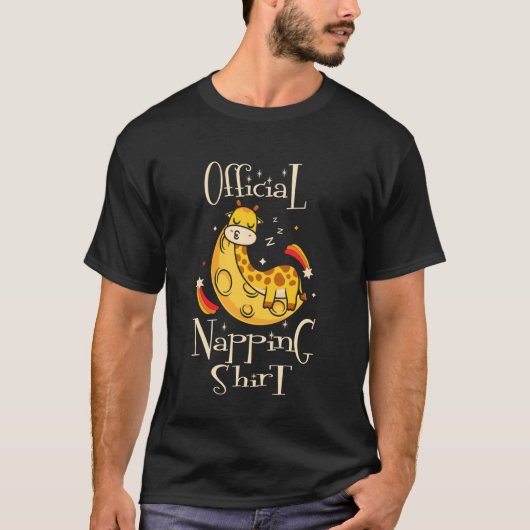 女の子のための寝ているキリン プレゼント ギフト きりん Tシャツ (正面)