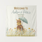 女の子のための小さなウサギの赤ちゃんシャワー タペストリー (正面(横))