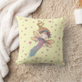 女の子のための小さな妖精とハートの枕 クッション (ブランケット)