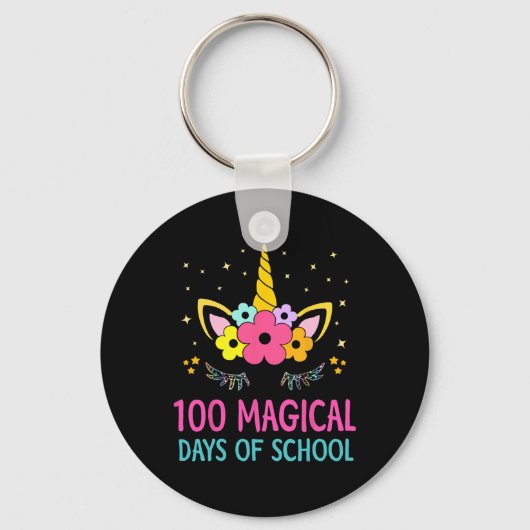 女の子のための幼稚園の日100魔法の日1 キーホルダー (正面)