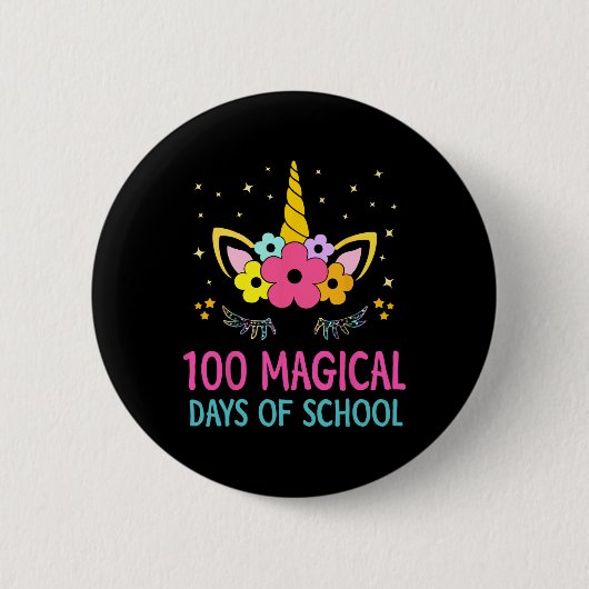 女の子のための幼稚園の日100魔法の日1 缶バッジ (正面)